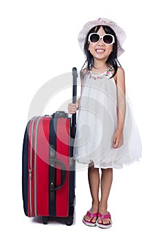 Asian Little Chinese girl sitting on floor and reading book