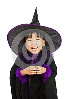 Asian Little Chinese Girl Wearing Halloween Costume