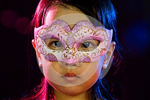 Asian Little Chinese Girl Wearing Mask