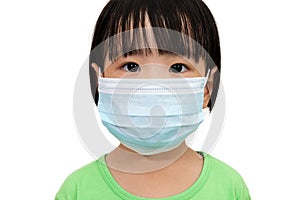 Asian Little Chinese Girl Wearing a Protective Mask