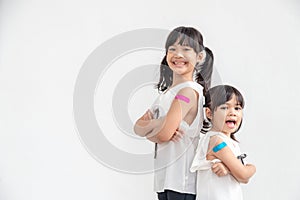 Asian Little girl  Feel Good After Received a Vaccine