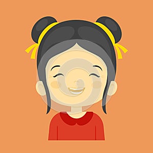 Asian little girl laughing facial expression,