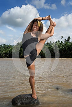 Asian longhaired dancer pose