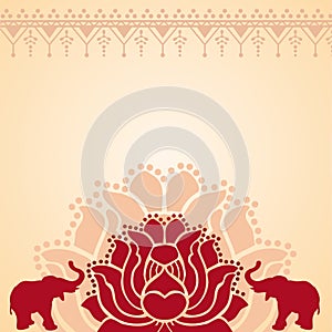 Asian lotus and elephant background