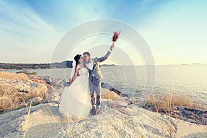 Asian love couples in pre wedding photography.