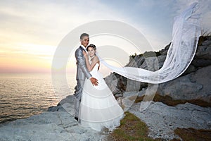 Asian love couples in pre wedding photography.