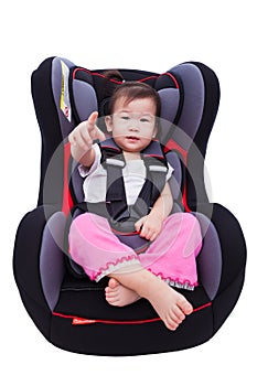 Asian lovely girl at car-seat and fasten seat belt