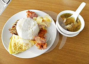 Asian lunch street food, nasi lemak