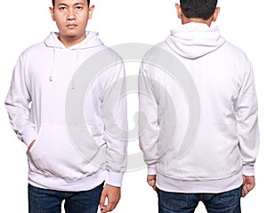 Asian male model wear plain white long sleeved sweater sweatshirt mockup photo