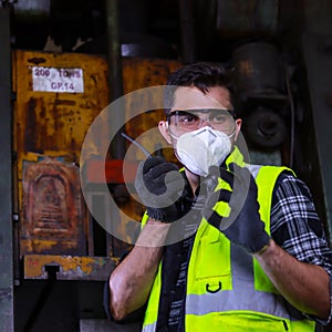 Asian male workers working