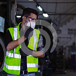 Asian male workers working