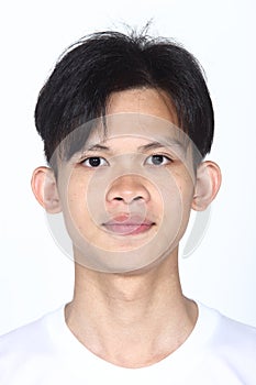 Asian man before applying make up hair style. no retouch, fresh