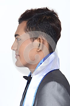 Asian man after applying make up hair style. no retouch, fresh f