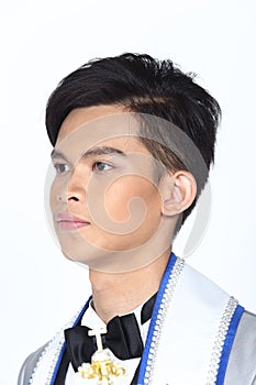 Asian man after applying make up hair style. no retouch, fresh f