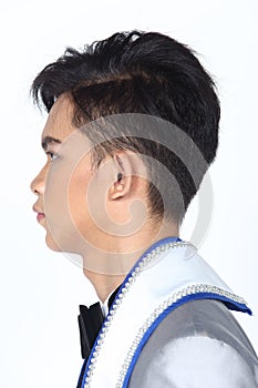 Asian man after applying make up hair style. no retouch, fresh f