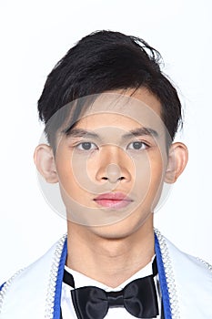 Asian man after applying make up hair style. no retouch, fresh f