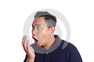 Asian Man Check His Own Mouth Smell