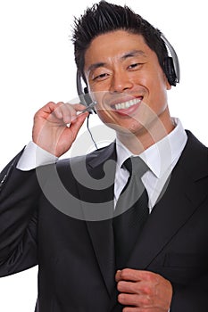 Asian Man customs service Representative