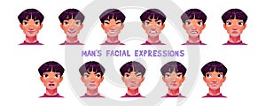 Asian man face, japanese or chinese character