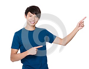 Asian Man with finger point up