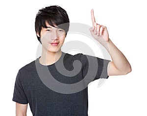 Asian Man with finger point up