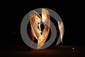 Asian man with fire show