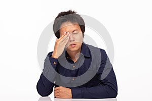 Asian man have a eye pain