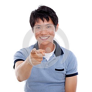 Asian man indicate something.