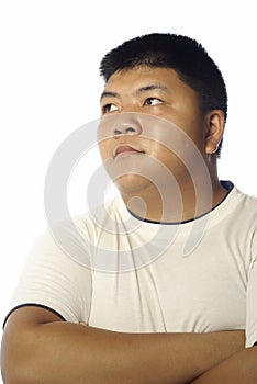 Asian man looking to side