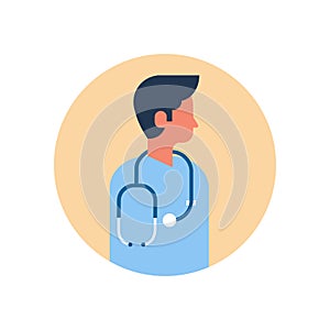 Asian man medical doctor stethoscope profile icon male avatar portrait healthcare concept flat