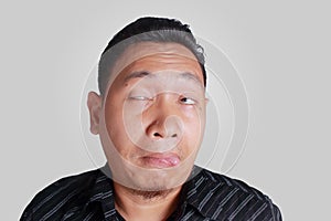 Asian Man Shows Ridiculous Drunk Facial Expression
