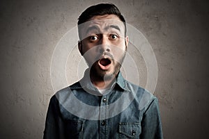 Asian man surprised and shock