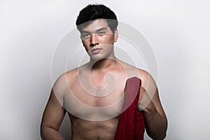 Asian man with towel in the hand