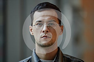 Asian Man Wearing Glasses Portrait