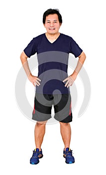 Asian Man Wearing Sportwear With Hands on Hips. photo
