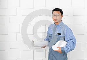 Asian man working