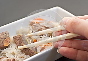 Asian meat with glass noodles