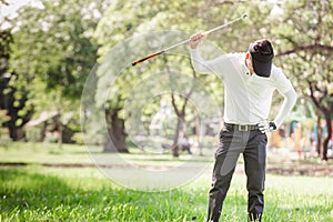 Asian men angry golfer