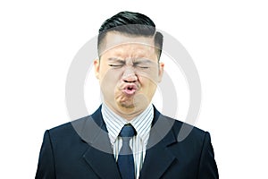 Asian men are exercising facial muscles