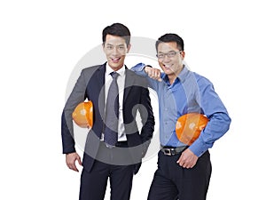 Asian men with orange safety hat