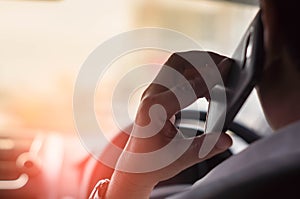 Asian men using cell phones During driving