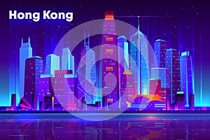 Asian metropolis nightlife cartoon vector banner