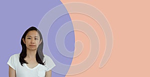 Asian mixed race casual healthy woman with positive emotion on isolated background