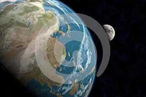 Asian and Moon with Stars