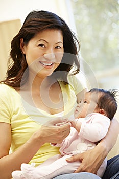 Asian mother and baby