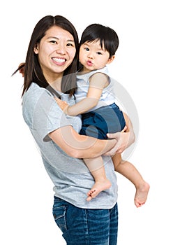 Asian mother with baby son