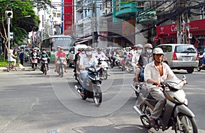 Asian motorbike crowd traffic on the street