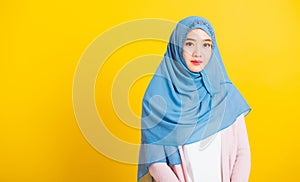 Asian Muslim Arab young woman wear veil hijab