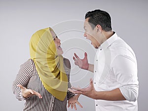 Asian Muslim Couple Having Fight
