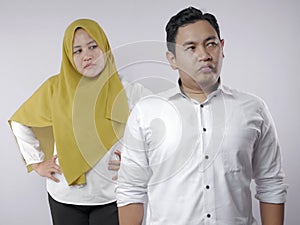 Asian Muslim Couple Having Fight